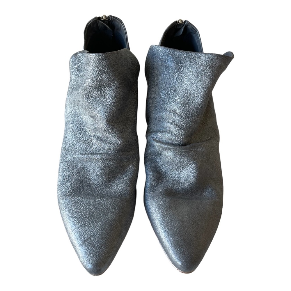 Officine Creative metallic blue leather bootie shoe 37